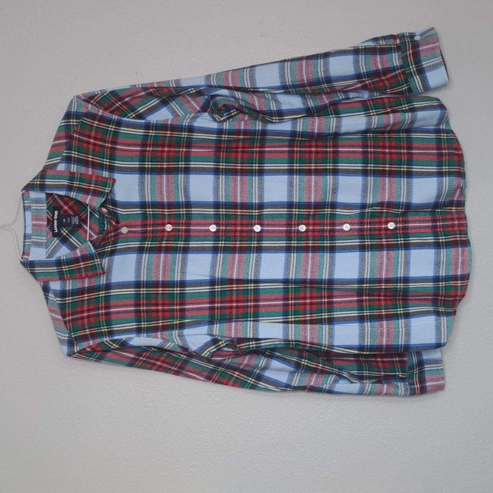 Land’s End Flannel Button-down Shirt Women's Sz 14 Large Plaid Long Slveeve - Picture 2 of 16